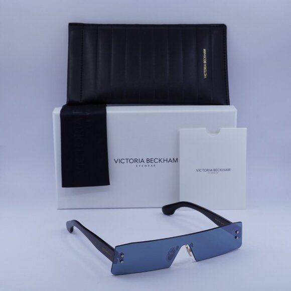 Victoria Beckham VB241S 001 Rectangle Sunglasses – Black/Grey Mirror - Picture 1 of 10